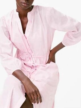 J Crew Voile Cotton Button-up Midi Shirt Dress